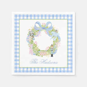 Watercolor Christmas Nutcracker Wreath Enclosure Napkin