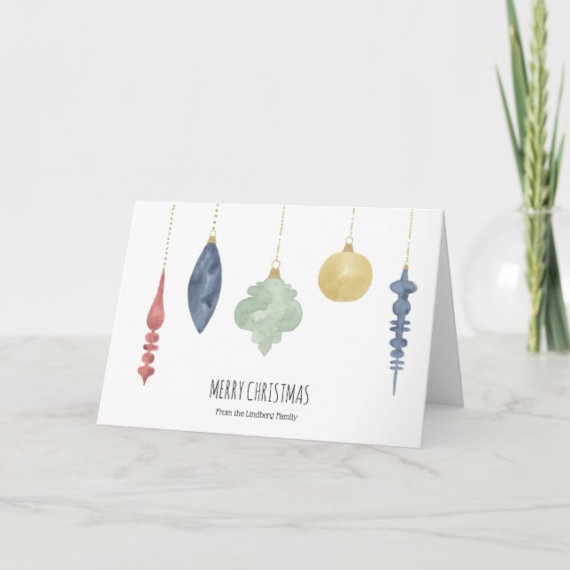 Watercolor Christmas Ornament Card (Front)