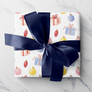 Watercolor Christmas Ornaments & Gifts Wrapping Paper