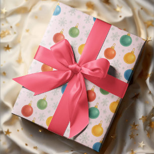 Watercolor Christmas Ornaments & Snowflakes - Wrapping Paper