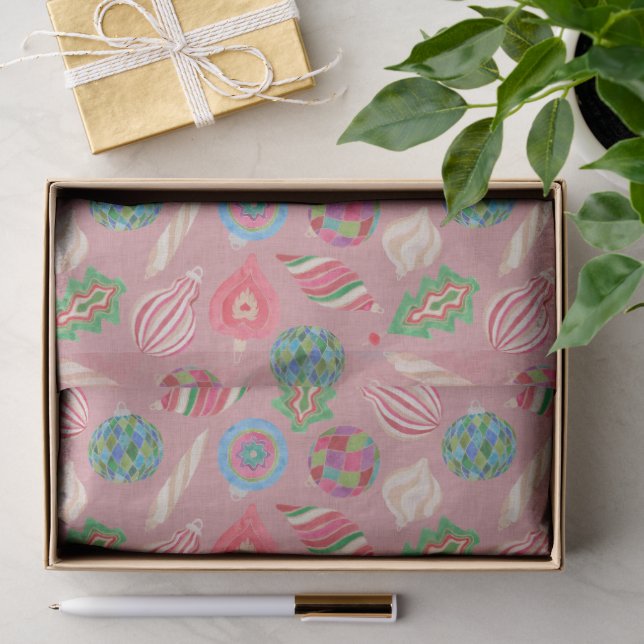 Watercolor Christmas Ornaments Tissue Paper (Gift)
