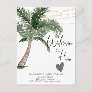 Watercolor Christmas Palm,Heart Announcement Postcard