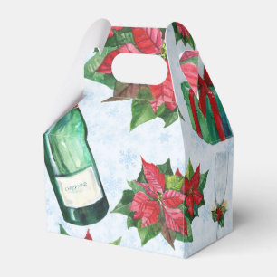 Watercolor Christmas Party Champagne Holiday Favor Box
