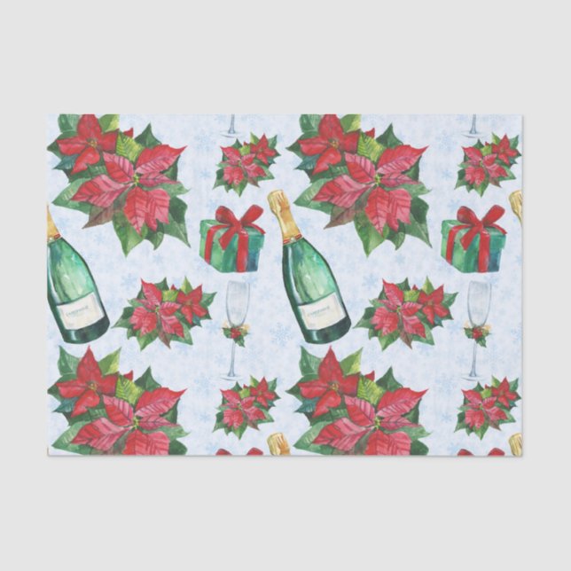 Watercolor Christmas Party Champagne Holiday Tissue Paper (Front)