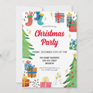 Watercolor Christmas Party Invitation