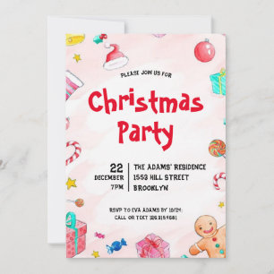 Watercolor Christmas Party Invitation