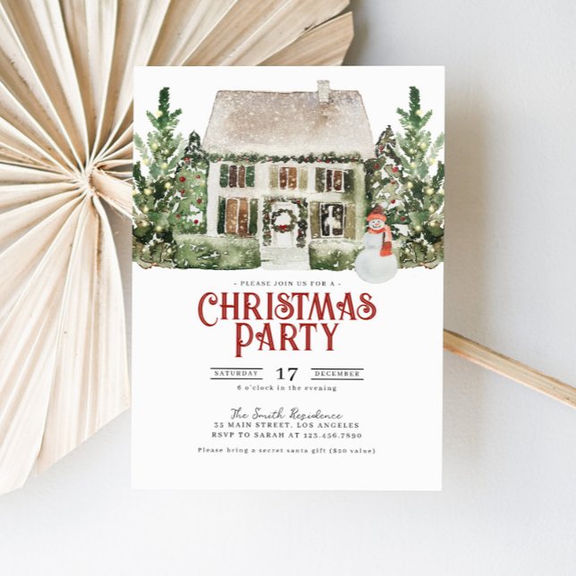 Watercolor Christmas Party Invitation (Creator Uploaded)