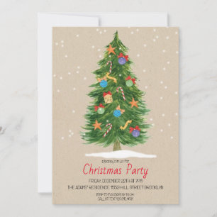 Watercolor Christmas Party Invitation