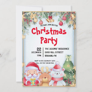 Watercolor Christmas Party Invitation