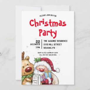 Watercolor Christmas Party Invitation