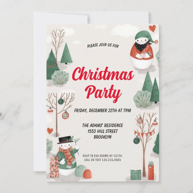 Watercolor Christmas Party Invitation (Front)