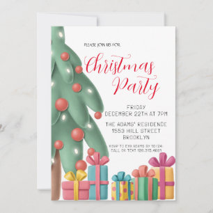 Watercolor Christmas Party Invitation