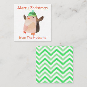 Watercolor Christmas Penguin Gift Enclosure Cards