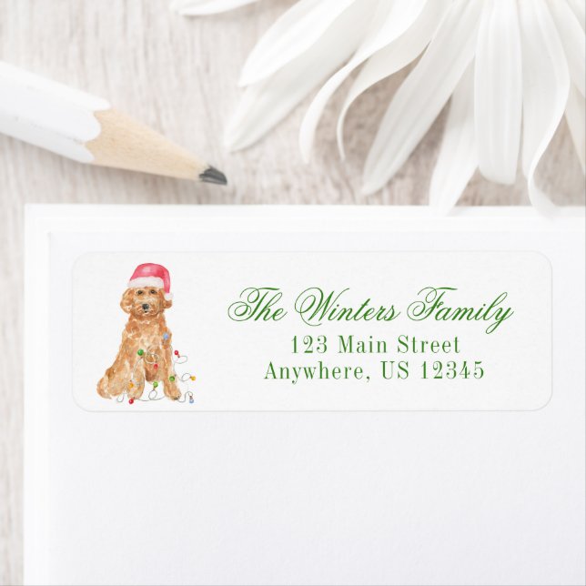 Watercolor Christmas Père Noël Dog Adresse (En situation)