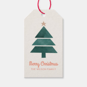 Watercolor Christmas Pines Holiday tree Gift Tags