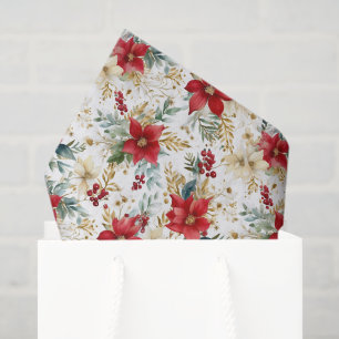 Watercolor Christmas Poinsettias Tissue Paper