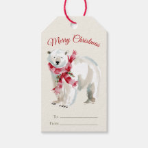 Watercolor Christmas Polar Bear Gift Tags