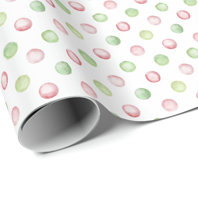 Watercolor Christmas Polka Dot Wrapping Paper (Roll Corner)