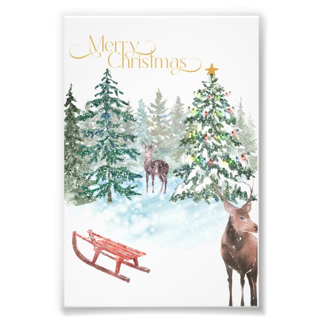Watercolor Christmas Print Poster (Devant)