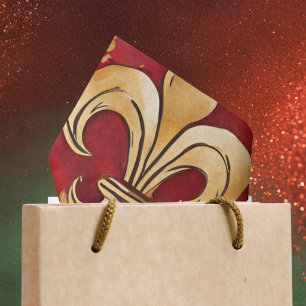 Watercolor Christmas Red Gold Floral  Tissue Paper