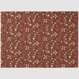 Watercolor Christmas Red Green Holly Berry Leaves  Tissue Paper