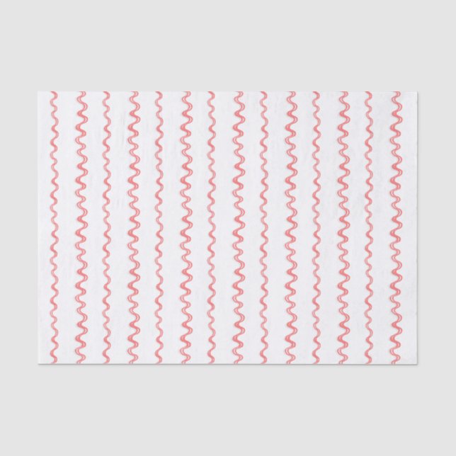 Watercolor Christmas Red Ribbon Stripes Tissue Paper (Front)