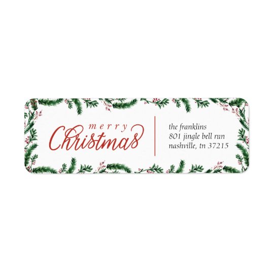 Watercolor Christmas Return Address Label