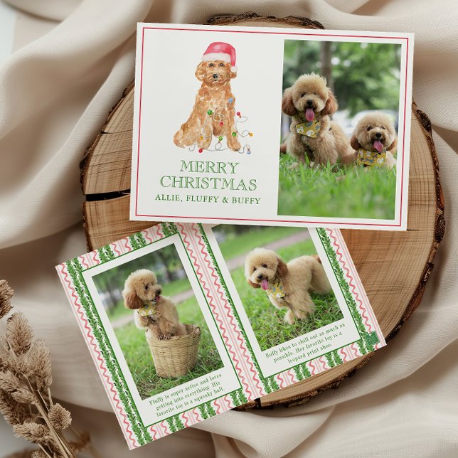 Watercolor Christmas Santa Dog Photo Holiday Card (Creator Uploaded)