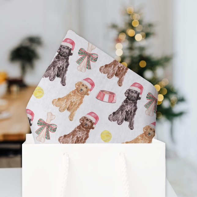 Watercolor Christmas Santa Dogs Tissue Paper (Creator Uploaded)