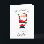 Watercolor Christmas Santa Merry Grandson Holiday Card<br><div class="desc">Merry and bright,  Santa,  for grandson. Merry Christmas card. Watercolor bauble,  pine tree,  traditional card. Please personalize it with your details.</div>