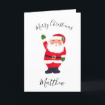 Watercolor Christmas Santa Merry Son Holiday Card<br><div class="desc">Merry and bright,  Santa,  for son. Merry Christmas card. Watercolor bauble,  pine tree,  traditional card. Please personalize it with your details.</div>