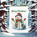Watercolor Christmas snowman add text  Card<br><div class="desc">Watercolor Christmas snowman add text Card (</div>