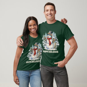 Watercolor Christmas snowman add text T-Shirt