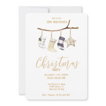 Watercolor Christmas socks boho style Invitation