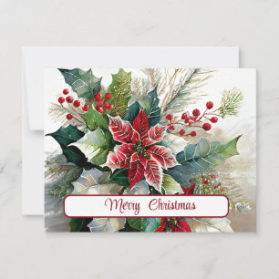 Watercolor Christmas spray custom Holiday Card