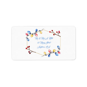 Watercolor Christmas String Lights Label