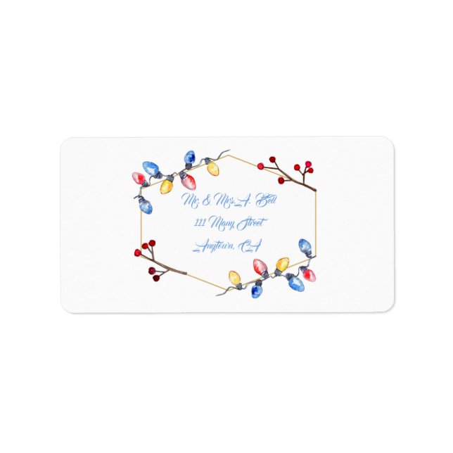 Watercolor Christmas String Lights Label (Front)