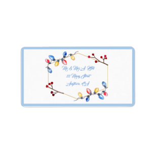 Watercolor Christmas String Lights Label