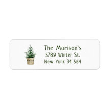 Watercolor Christmas tree boho style Label