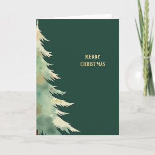 Watercolor Christmas Tree Card Single Evergreen