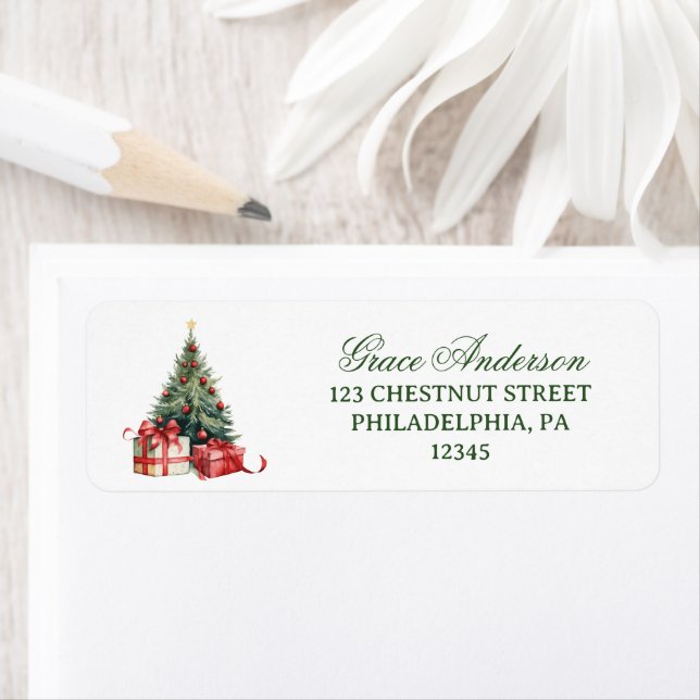 Watercolor Christmas Tree Christmas Card (Insitu)