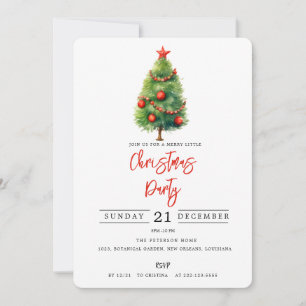 Watercolor Christmas Tree   Christmas Party  Invitation
