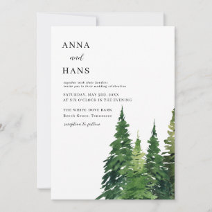 Watercolor Christmas Tree Festive Wedding Invitation