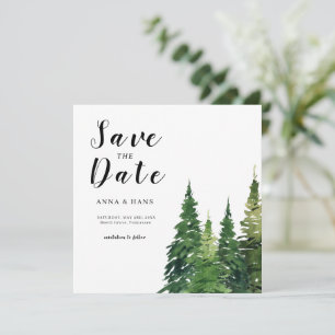 Watercolor Christmas Tree Festive Wedding Save The Date