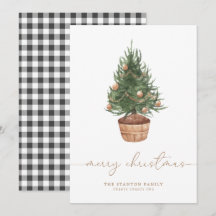 Watercolor Christmas Tree Gingham |