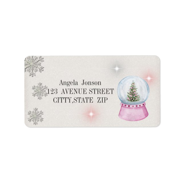 Watercolor Christmas Tree,Globe  Label (Front)