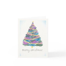 Watercolor Christmas Tree - Gold Garland