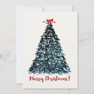 Watercolor Christmas Tree Greeting Card  Elegant 
