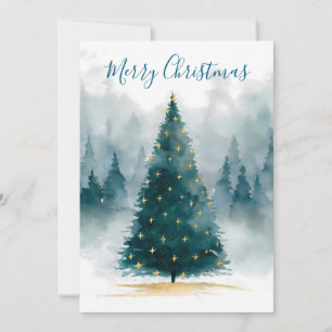 Watercolor Christmas Tree Greeting Holiday Card
