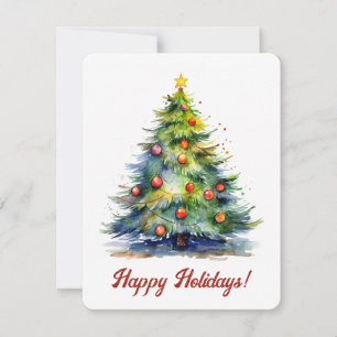 Watercolor Christmas Tree Holiday Card